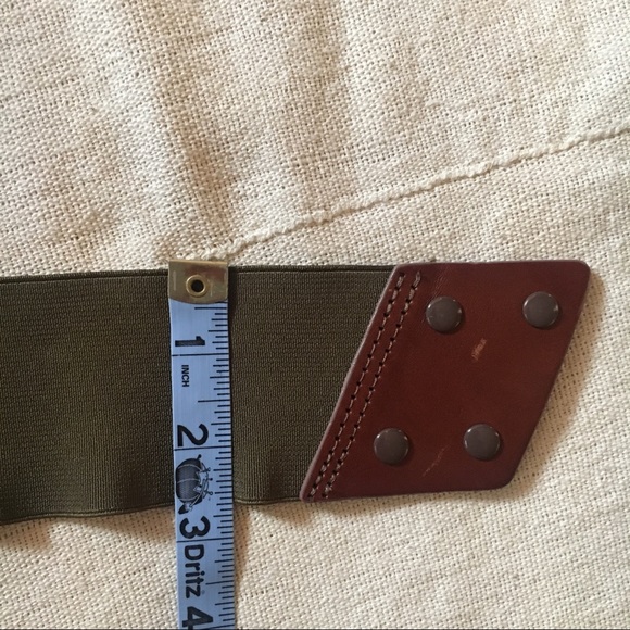 Woven leather earth tone stretch belt w/ snaps M - Picture 8 of 8
